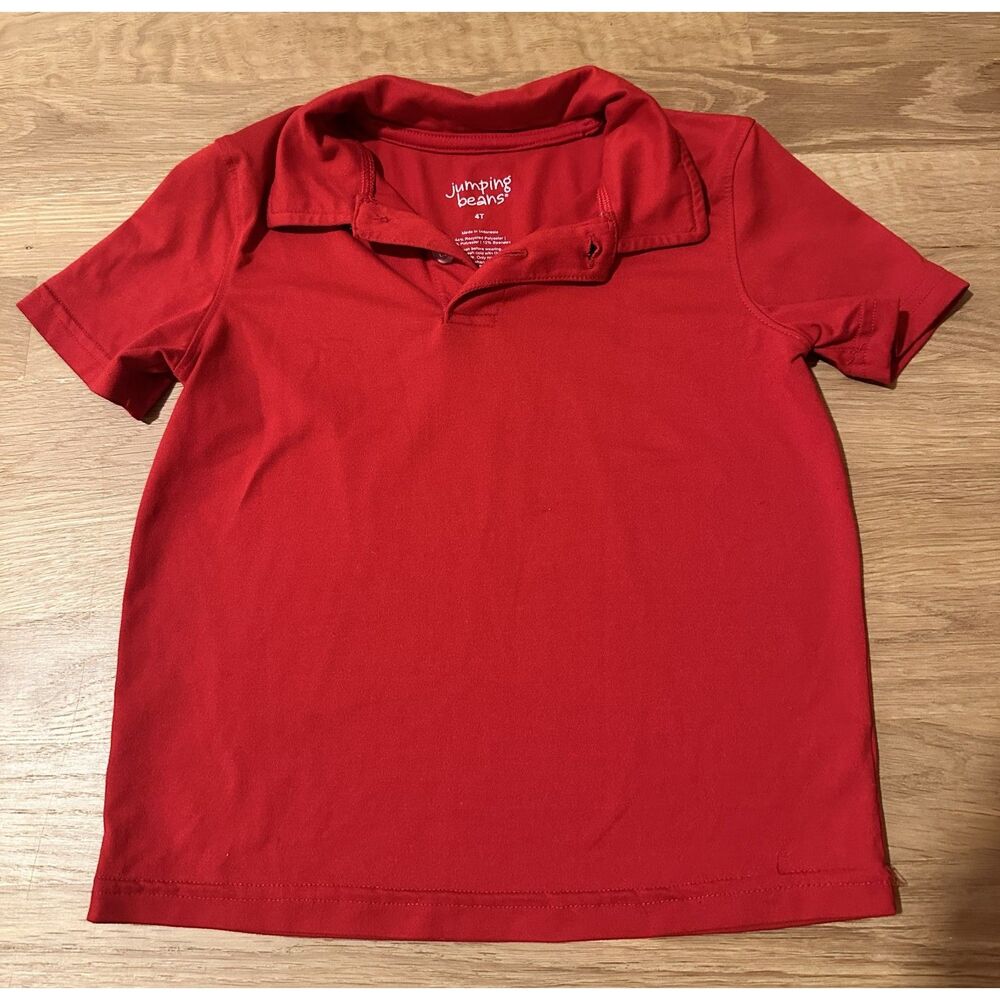 Lot of 2 Jumping Beans Toddler Boys Polo Shirt Size 4T Red Collared Short Sleeve
